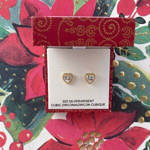 Gold Heart Stud Earrings